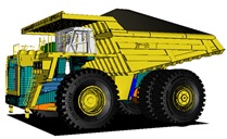 Модель БелАЗа 75131 с упругой рамой в УМ